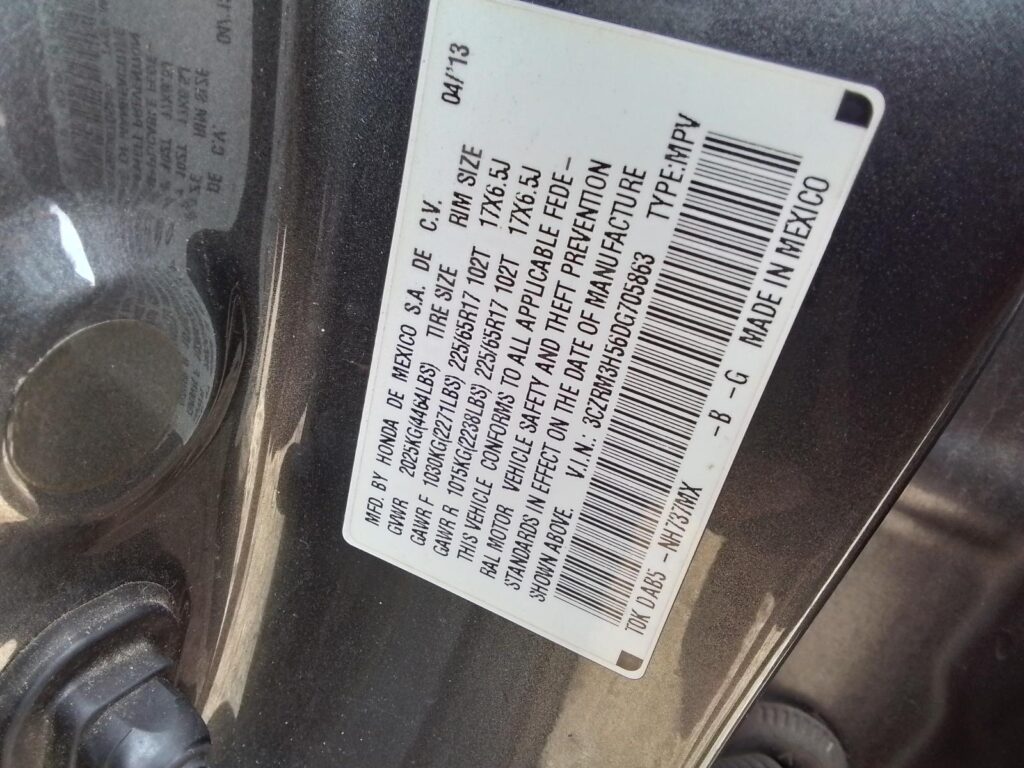 2013 HONDA CR~V ENGINE ASSEMBLY - 1004650758