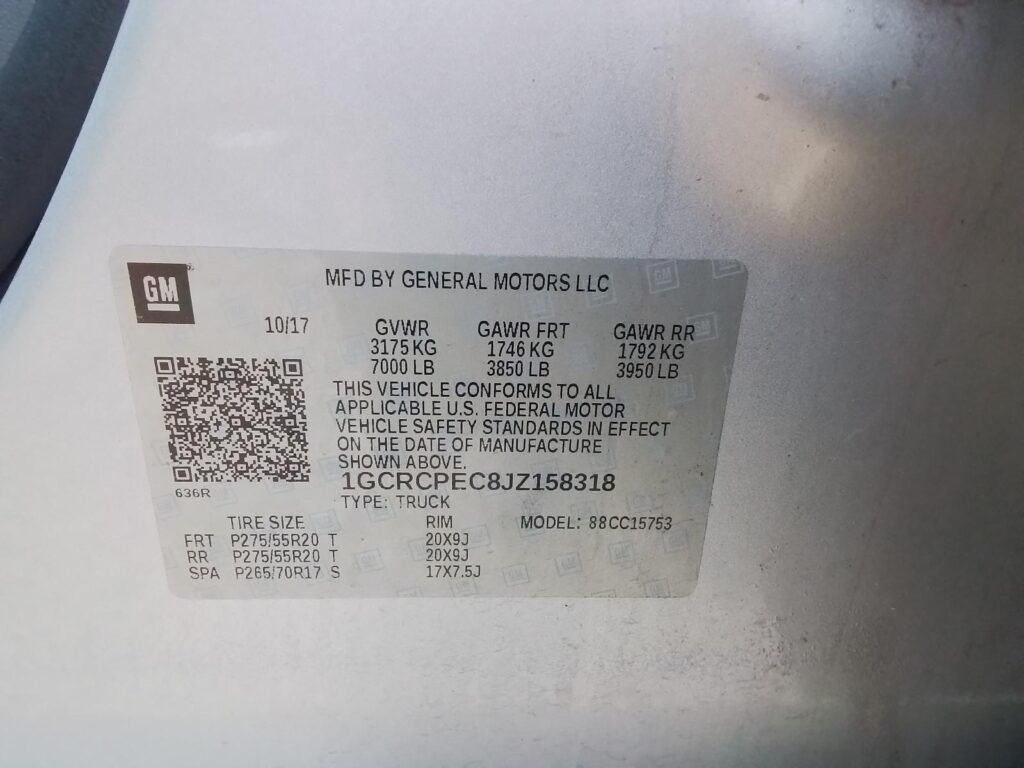 2018 CHEVROLET SILVERADO_1500_PICKUP DASH PANEL - 1004627859